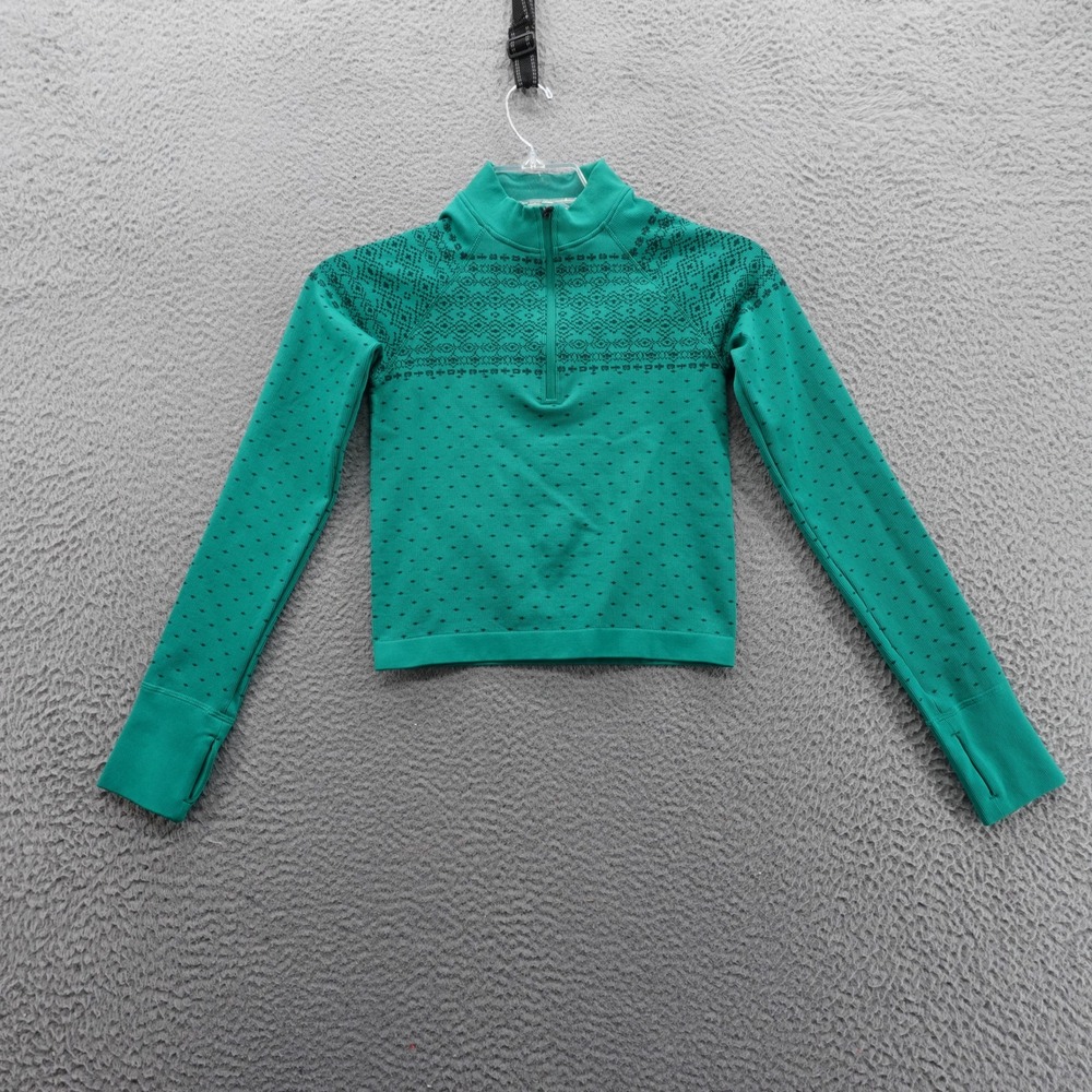 DSG Momentum Womens Qtr Zip Seamless Top XSmall Green Long Sleeve Collared NWT